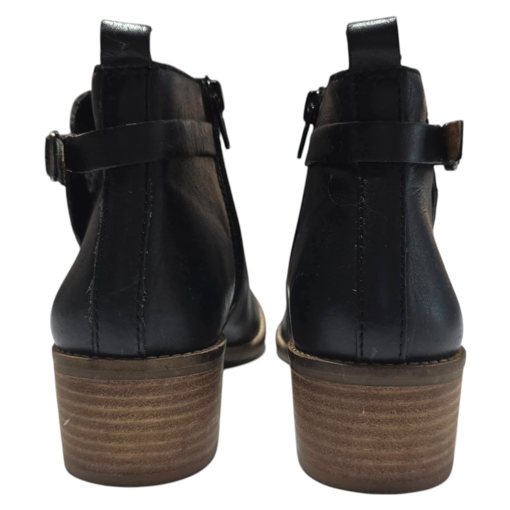 Lucky Brand Harpiee Black Leather Ankle Boots Buckle Block Heel Womens 7M SH317 - Picture 5 of 10